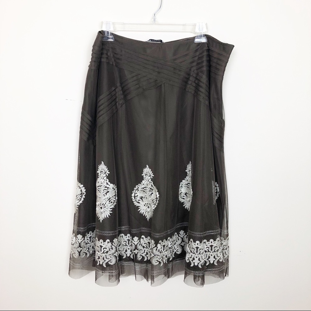 NYGARD Brown A line Embroidered Skirt Size 16